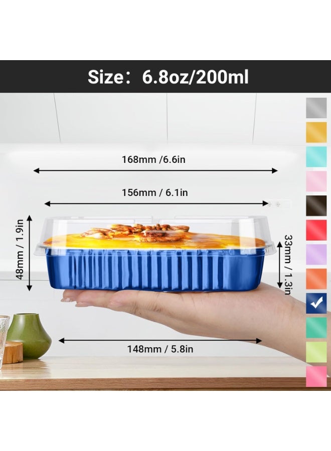 general Disposable Ramekins with Lids, 30pcs 6.8oz Royal Blue Cupcake Dessert Cups Liners, Aluminum Foil Baking Cups Mini Loaf Pan Cupcake Cup Pans Cheesecake Creme Brulee Souffle Ramekins Pan - Image 2