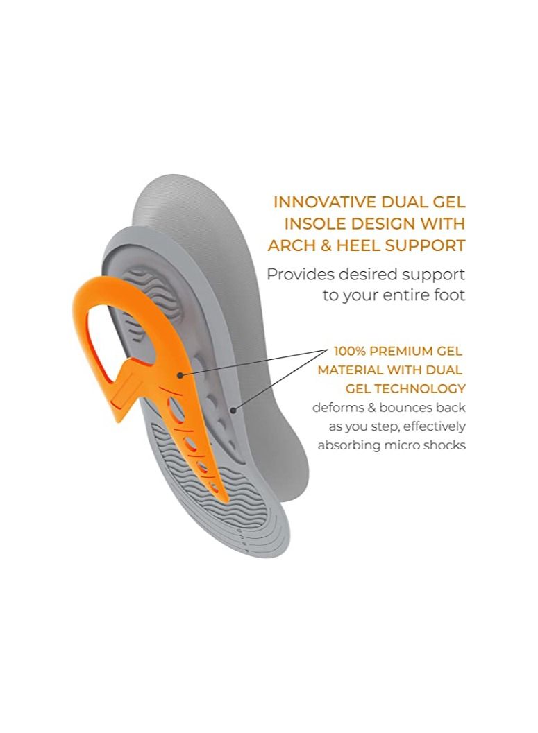 FOVERA Gel Insoles Pair for Walking, Running, Sports, Formal & Safety Shoes-All Day Comfort Shoe Inserts with Dual Gel Technology-Made In India -Full Sole for Every Shoe (Male (Large),Pack of 1 Pair) - Image 4