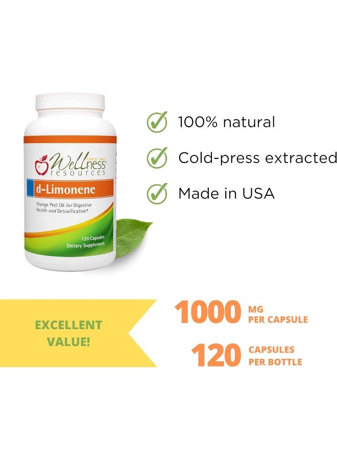 Wellness Resources Orange Peel Extract For Digestive Health D-Limonene Capsules (1000Mg, 120 Capsules) - Image 2
