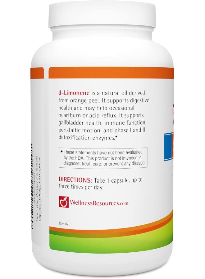 Wellness Resources Orange Peel Extract For Digestive Health D-Limonene Capsules (1000Mg, 120 Capsules) - Image 3