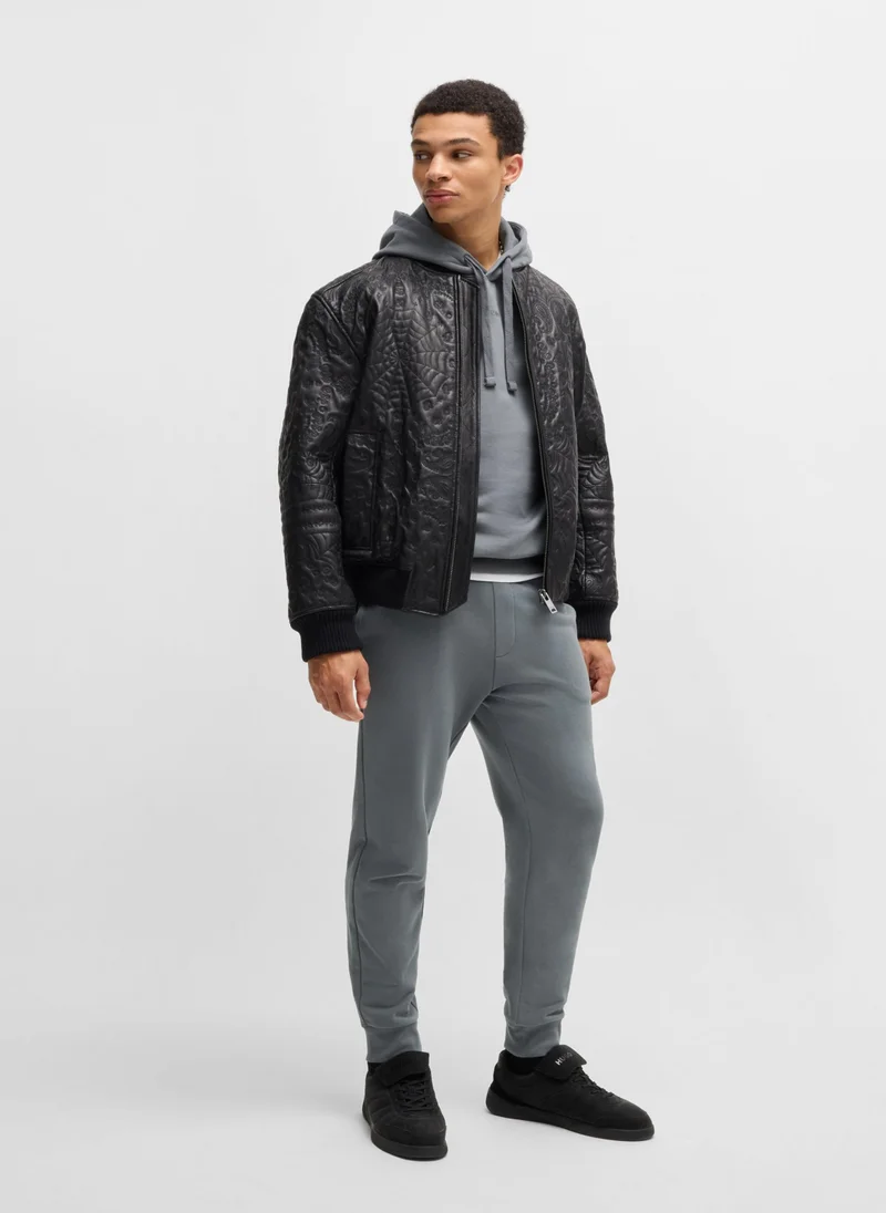 HUGO Cotton-terry relaxed-fit hoodie with logo print