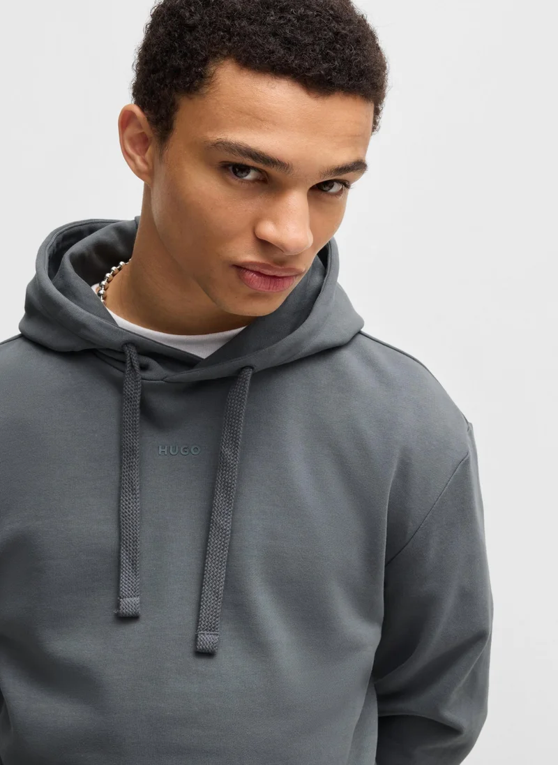 HUGO Cotton-terry relaxed-fit hoodie with logo print