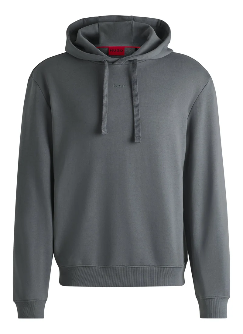 HUGO Cotton-terry relaxed-fit hoodie with logo print
