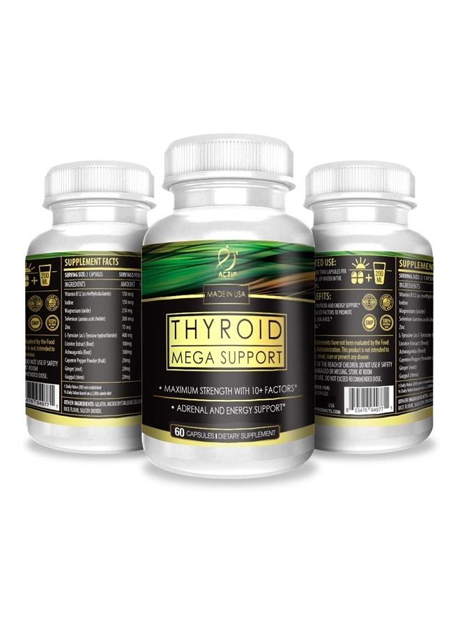 ACTIF Thyroid Mega Support - Maximum Strength with 10+ Thyroid Factors - Supports Energy, Metabolism, Adrenal Fatigue & Stress Response - Non GMO, 1 Month Supply, Made in USA - Image 5