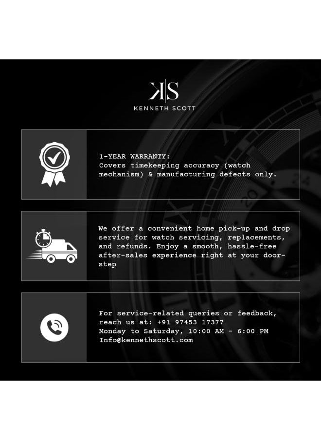 KENNETH SCOTT - Men's Multi Function Display Watch With White Silicone Strap - K25103-ZSWI - Image 1