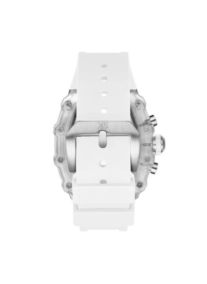 KENNETH SCOTT Men's Multi Function Display Watch With White Silicone Strap - K25103-ZSWI  - Image 3