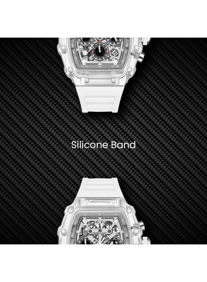 KENNETH SCOTT Ivory Men's Silicone Multi Function Watch K25103-ZSWI - 44.3X52 mm for Men | Best Price UAE