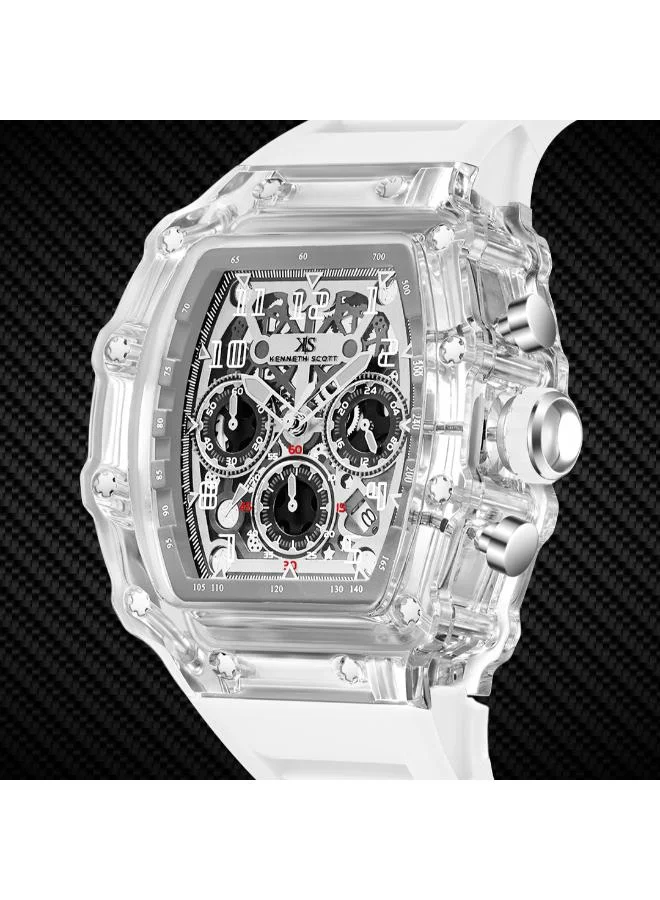 KENNETH SCOTT Ivory Men's Silicone Multi Function Watch K25103-ZSWI - 44.3X52 mm for Men | Best Price UAE