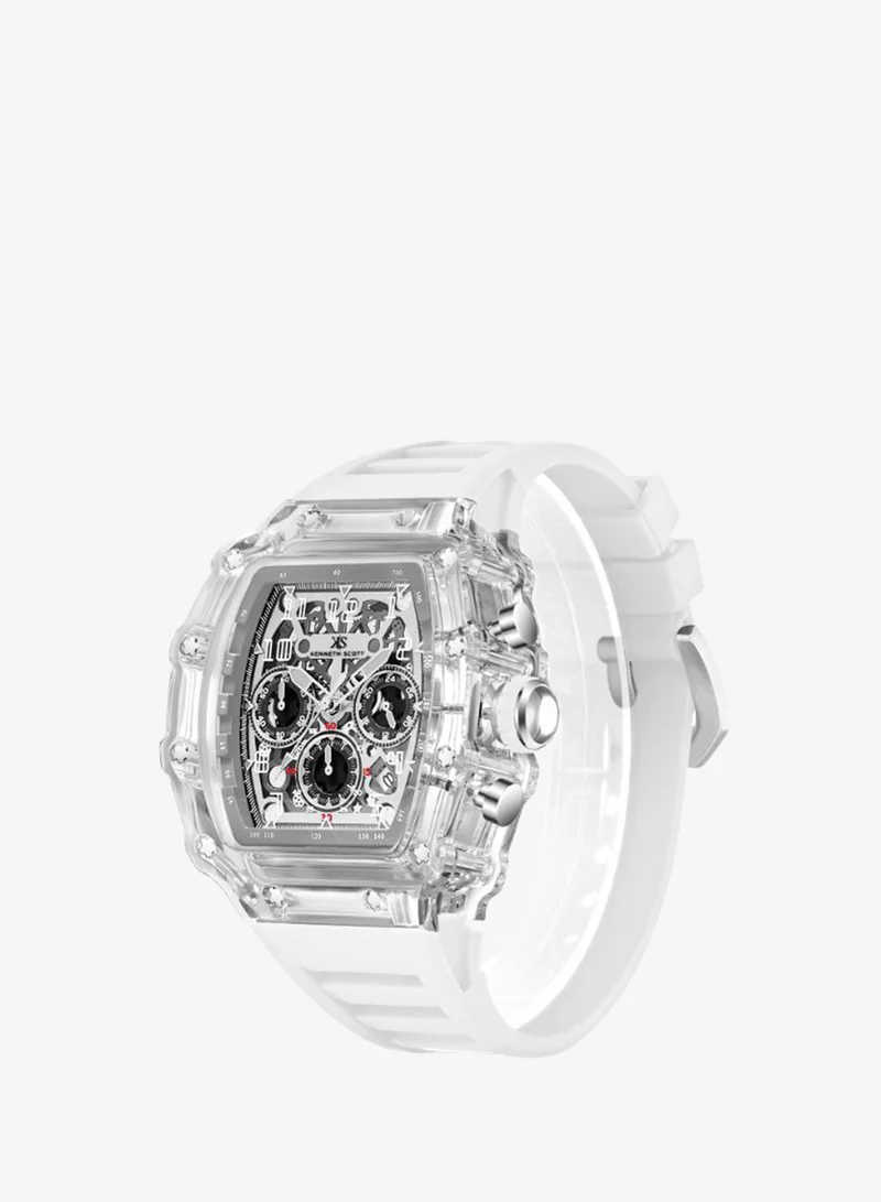 KENNETH SCOTT Men's Silicone Multi Function Watch K25103-ZSWI - 44.3X52 mm
