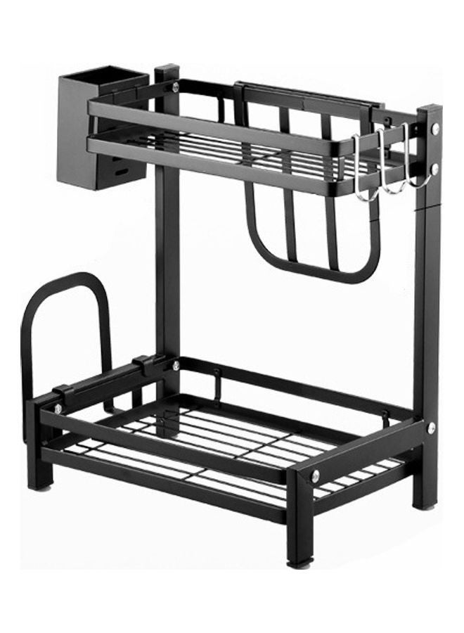RollsTimi  Dual Layer Stainless Steel Kitchen Storage Rack Black 35.5x23x40.5cm - Image 1
