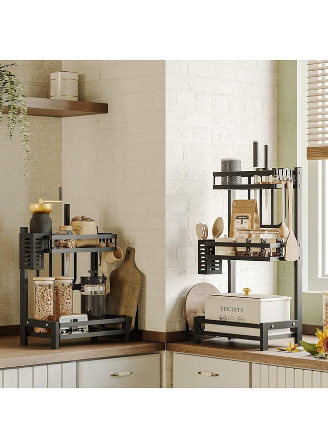 RollsTimi  Dual Layer Stainless Steel Kitchen Storage Rack Black 35.5x23x40.5cm - Image 5