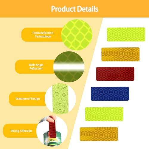 Zytiqt 40 Pcs Reflector Tape, High Visibility Reflective Stickers for Bike and Car, Waterproof Safety Warning Stickers for Night Driving, Reflector for Vehicle Motorcycle Bicycle,Radium Tape - Image 3