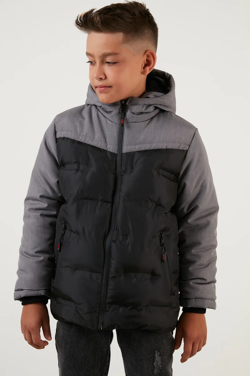 Lela Plush Lined Hooded Puffer Coat with Zipper Pockets Boys' Coat 5760041
