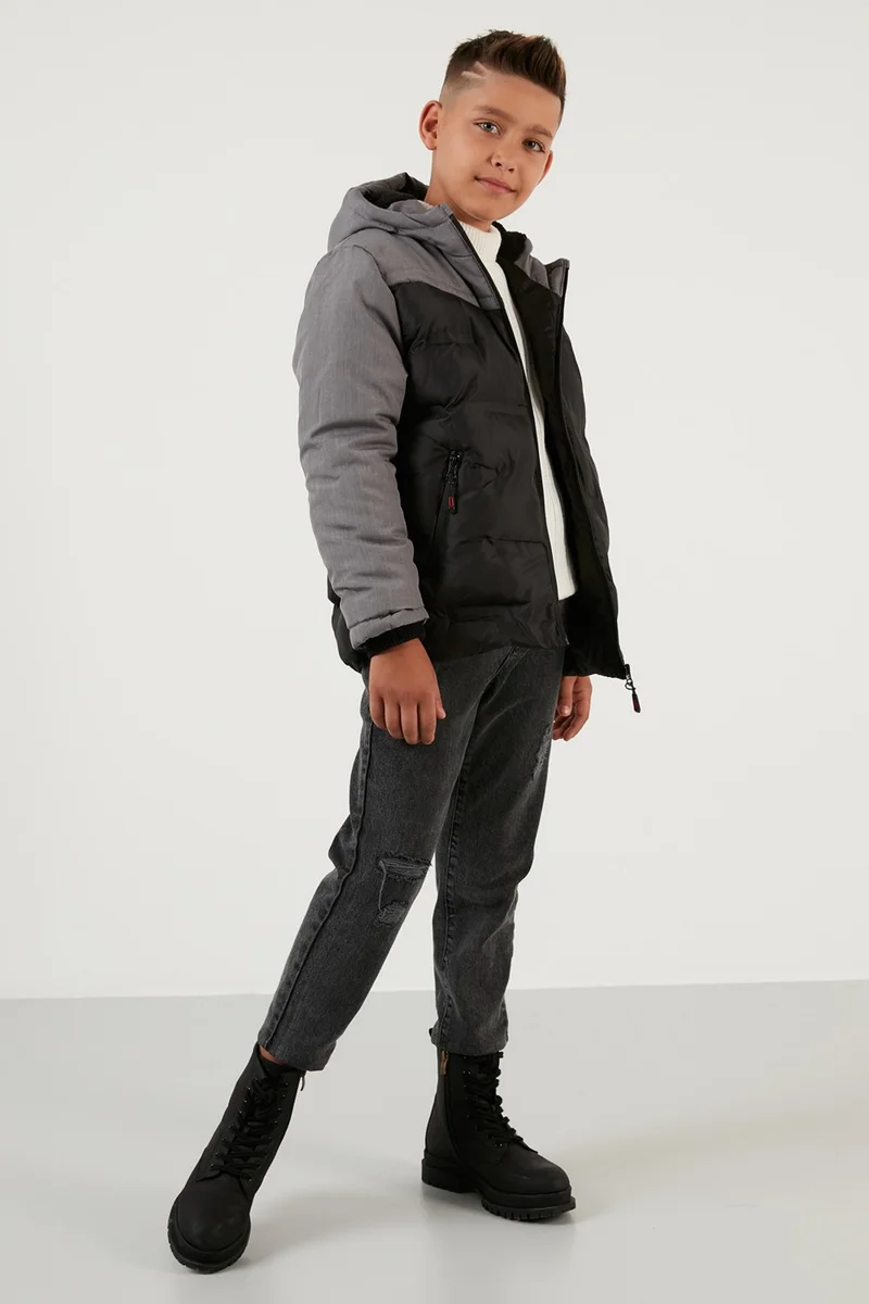 Lela Plush Lined Hooded Puffer Coat with Zipper Pockets Boys' Coat 5760041