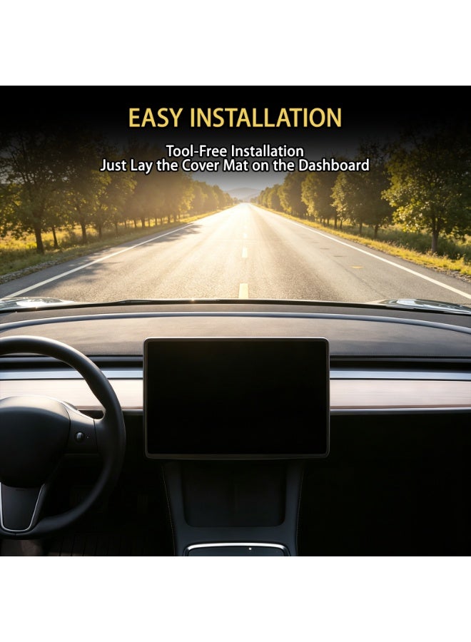 CHIYLE Dashboard Cover Mat Compatible with 2024-2026 Tesla Model 3 Highland,Anti-Glare No Glare Dashboard Pad Dash Mat Sunshade,Model 3 Accessories 2024 2025 2026 - Image 3