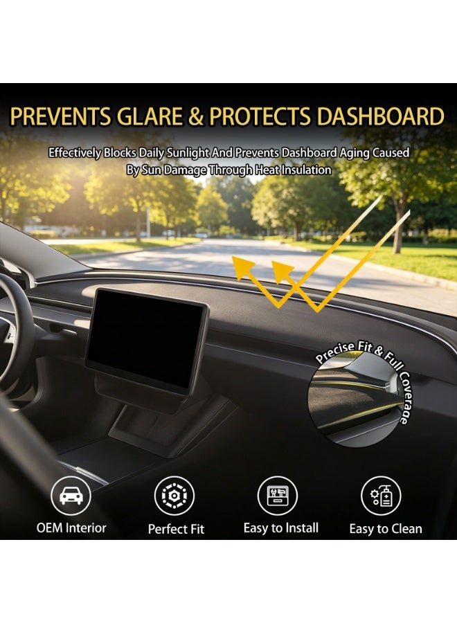 CHIYLE Dashboard Cover Mat Compatible with 2024-2026 Tesla Model 3 Highland,Anti-Glare No Glare Dashboard Pad Dash Mat Sunshade,Model 3 Accessories 2024 2025 2026 - Image 5