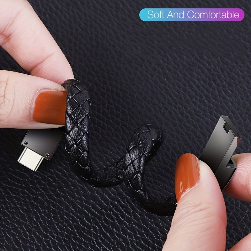 سوار شحن USB قابل للارتداء مع كابل بيانات من نوع C لأجهزة iPhone وMicro والهواتف المحمولة - Image 2