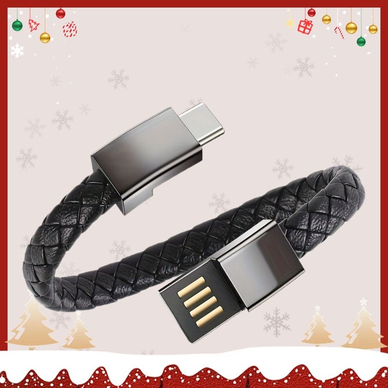 سوار شحن USB قابل للارتداء مع كابل بيانات من نوع C لأجهزة iPhone وMicro والهواتف المحمولة - Image 1