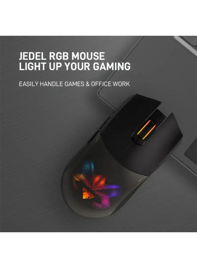 JeDEL Wired Gaming Mouse GM1320 , Dazzling RGB Lighting, Adjustable Resolution up to 1320DPI, Ergonomic Design Perfect for Long Gaming Sessions, High Response and Precise Buttons, Stable and Lag-Free USB Wired Connection, Compatible with PC and Laptop, Professional Performance and Smooth Gaming Experience for All Types of Games - Image 4
