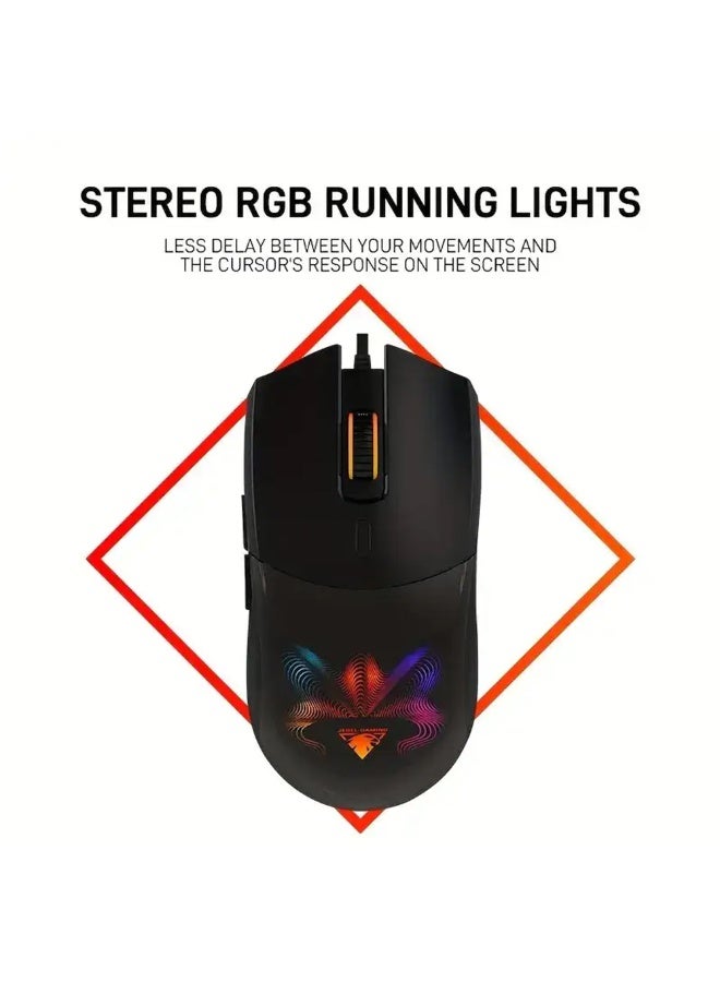 JeDEL Wired Gaming Mouse GM1320 , Dazzling RGB Lighting, Adjustable Resolution up to 1320DPI, Ergonomic Design Perfect for Long Gaming Sessions, High Response and Precise Buttons, Stable and Lag-Free USB Wired Connection, Compatible with PC and Laptop, Professional Performance and Smooth Gaming Experience for All Types of Games - Image 3
