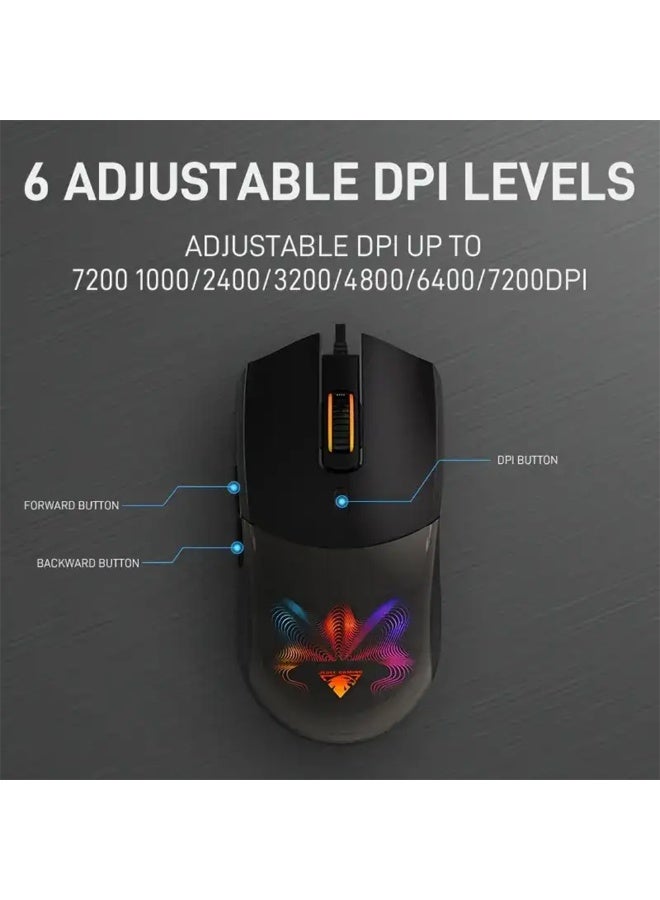 JeDEL Wired Gaming Mouse GM1320 , Dazzling RGB Lighting, Adjustable Resolution up to 1320DPI, Ergonomic Design Perfect for Long Gaming Sessions, High Response and Precise Buttons, Stable and Lag-Free USB Wired Connection, Compatible with PC and Laptop, Professional Performance and Smooth Gaming Experience for All Types of Games - Image 5