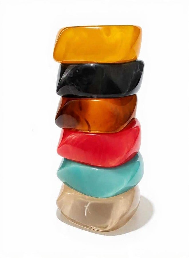 SHAFA IMPEX Acrylic Bangle for Women Colorful Resin Chunky Glass Bracelets Wide Irregular Women's Jewelry Gift (Multicolor 9) - Image 1
