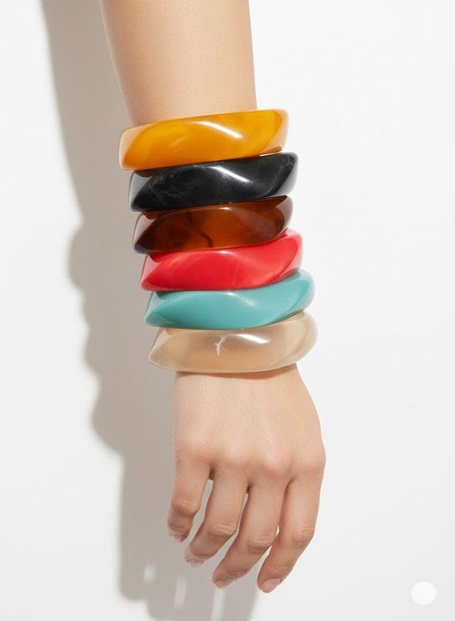 SHAFA IMPEX Acrylic Bangle for Women Colorful Resin Chunky Glass Bracelets Wide Irregular Women's Jewelry Gift (Multicolor 9) - Image 3