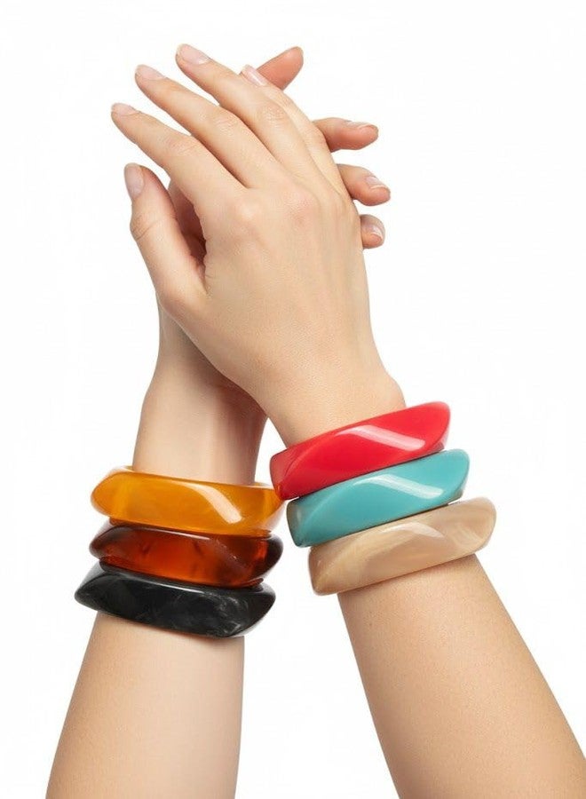 SHAFA IMPEX Acrylic Bangle for Women Colorful Resin Chunky Glass Bracelets Wide Irregular Women's Jewelry Gift (Multicolor 9) - Image 5