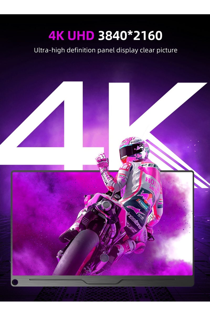 أوبيرفكت شاشة محمولة UPERFECT 4K مقاس 15.6 بوصة لأجهزة الكمبيوتر المحمولة، شاشة UHD بدقة 3840 × 2160، منفذ USB C وميني HDMI لأجهزة الكمبيوتر المحمولة والهواتف الذكية وأجهزة XBO Switch وPS4/5، هيكل معدني، شاشة ثانية قابلة للتثبيت على حامل VESA - Image 2