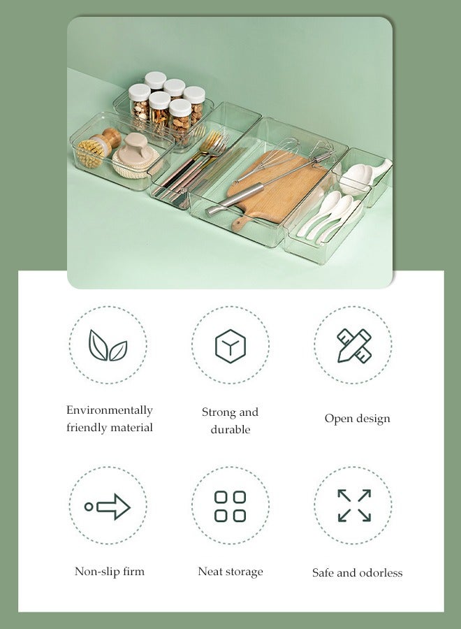 DUNISO 21 PCS Clear Plastic Drawer Organizers Set, multifunctional desk drawer organizer, dressing table storage tray, cosmetics storage box, suitable for kitchen, bathroom, makeup utensils and office - Image 3