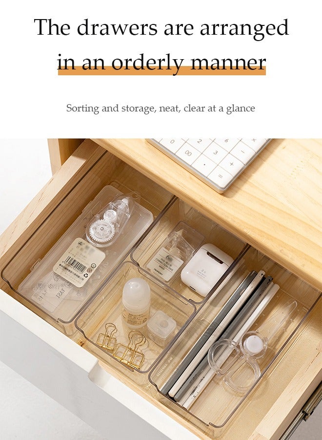 DUNISO 21 PCS Clear Plastic Drawer Organizers Set, multifunctional desk drawer organizer, dressing table storage tray, cosmetics storage box, suitable for kitchen, bathroom, makeup utensils and office - Image 4
