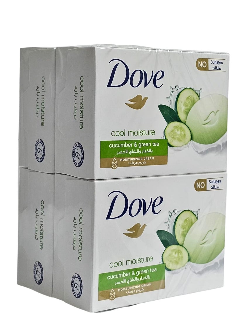 دوف صابون كريم الجمال معطر برائحة الخيار والشاي الأخضر من دوڤ - 125 جم×4قطع - Image 1