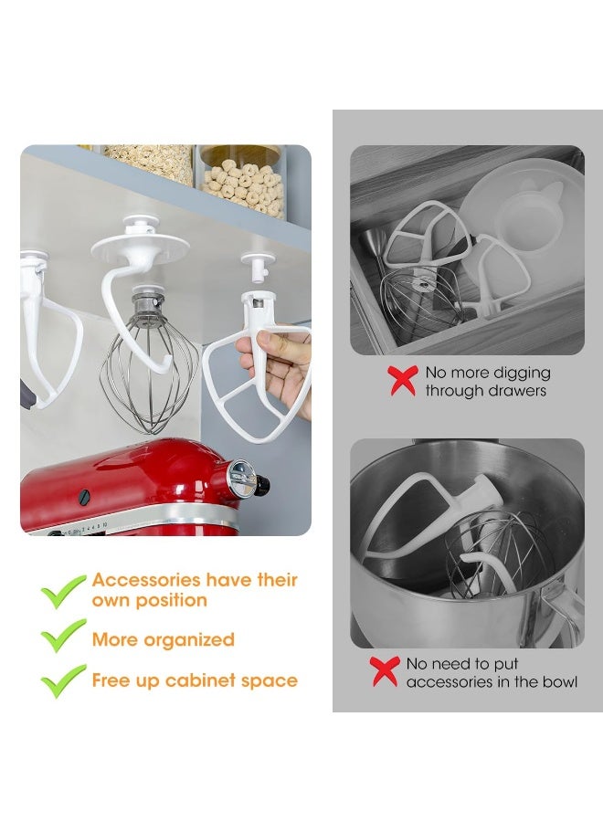 AIEVE AIEVE 4 Pack Stand Mixer Attachment Holders Compatible with Kitchenaid Mixer AccessoriesFlex Edge Beater Flat Beater Dough Hooks and Wire Whip Organizer  - Image 2