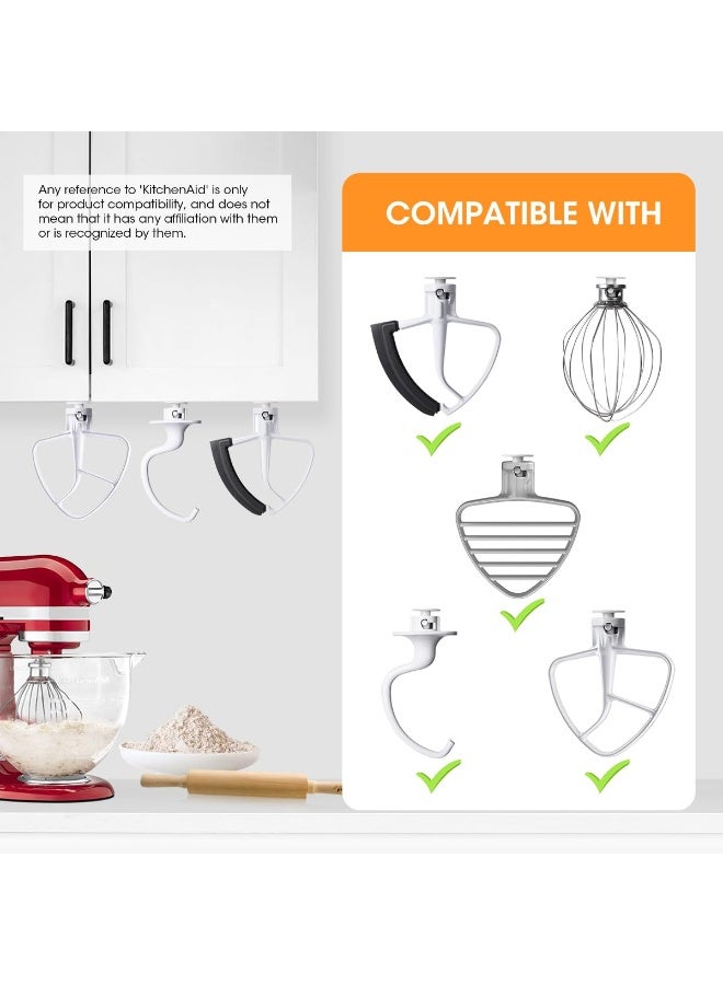 AIEVE AIEVE 4 Pack Stand Mixer Attachment Holders Compatible with Kitchenaid Mixer AccessoriesFlex Edge Beater Flat Beater Dough Hooks and Wire Whip Organizer  - Image 3
