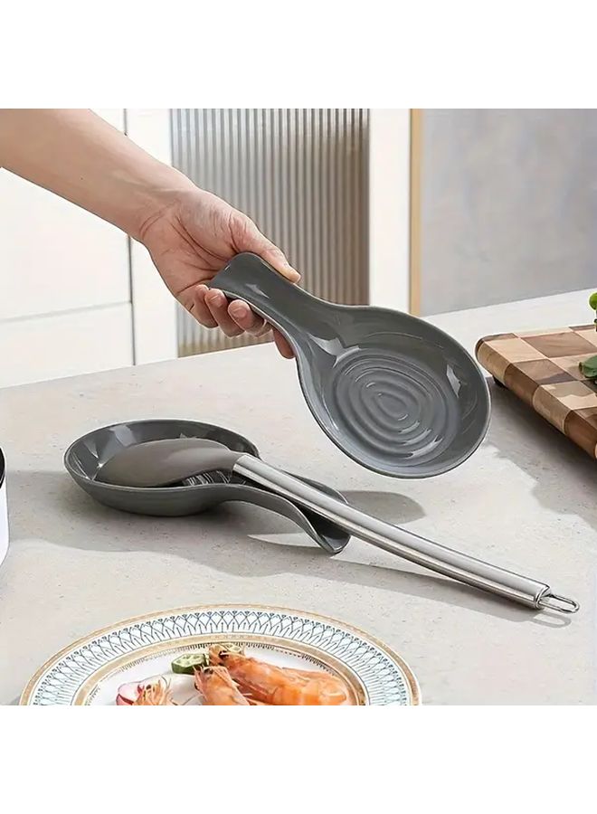 2pcs White Heat Resistant PP Spoon Rests Non Slip Kitchen Utensil Holders - Image 1