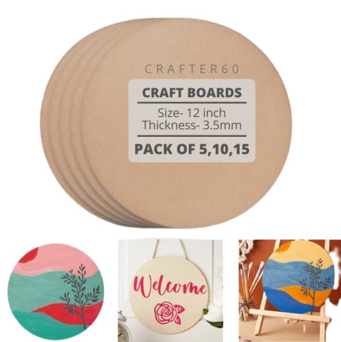 Generic Krishna Fashion Round MDF Boards for Art and Craft Pine Wood Board Unfinished Round MDF Cutouts for Art and Craft for Resin Art Mandala Art Pyrography Painting Pack of 5 10 inch  - Image 1