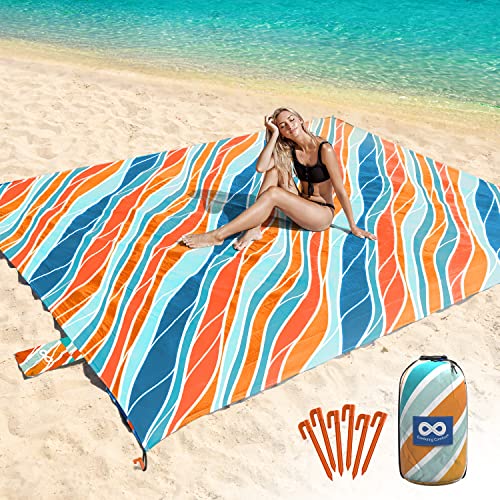 Everlasting Comfort Extra Large Beach Blanket Waterproof  Sandproof 9x108 for 10 People  Beach Essentials for Family Picnic Concert Travel  Includes 4 2 Stakes  by Everlasting Comfort 