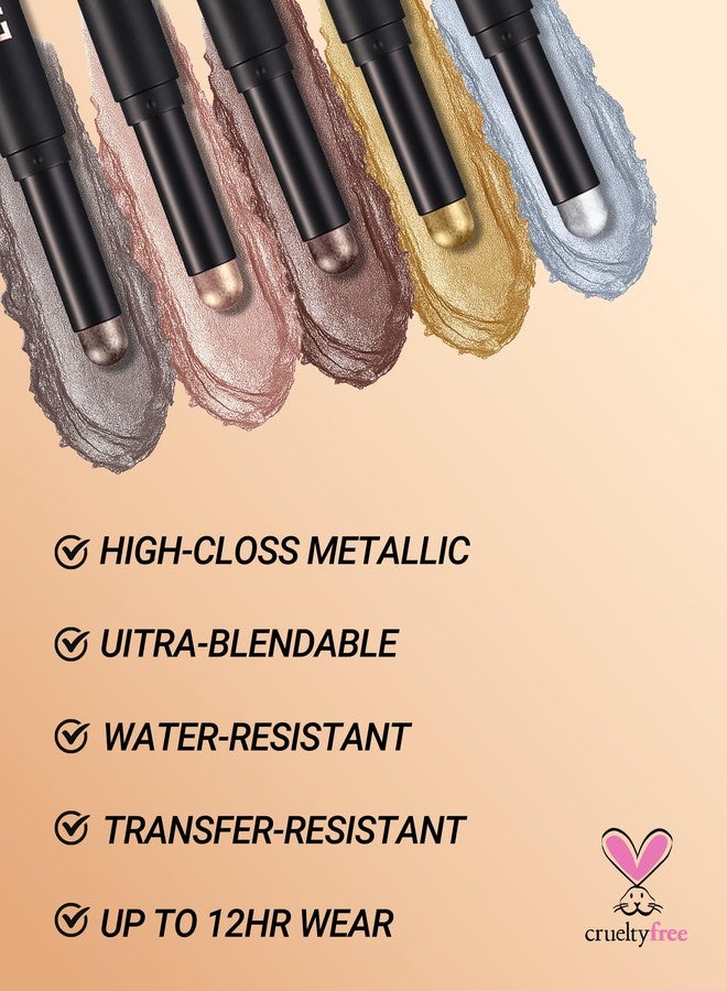 Erinde Shimmer Cream Eyeshadow Stick, Long Lasting Metallic Eye Shadow Stick, Waterproof Creamy Glitter Eyeshadow Pencil, High Pigment Blendable Neutral Eye Makeup, 09 Cocoa Shimmer - Image 5