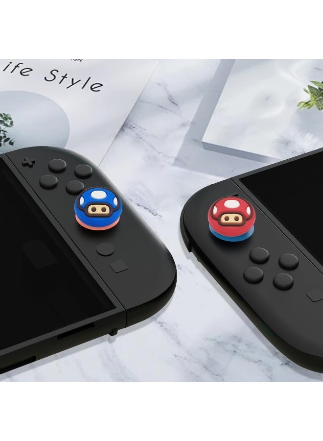 Thumb Grips Caps for Nintendo Switch 2 (2025), 4 Pcs Cute Switch 2 Joystick Caps Soft Joy Con Joystick Covers Silicone Thumbstick Button Cap Switch 2 Accessories - Red & Blue - Image 3