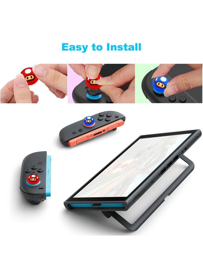 Thumb Grips Caps for Nintendo Switch 2 (2025), 4 Pcs Cute Switch 2 Joystick Caps Soft Joy Con Joystick Covers Silicone Thumbstick Button Cap Switch 2 Accessories - Red & Blue - Image 4