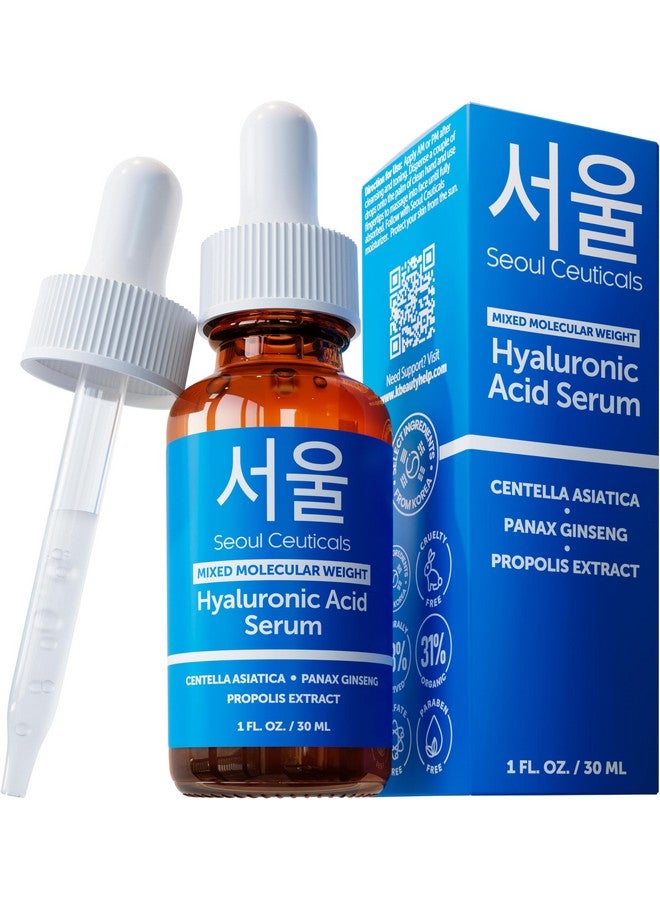 seoulceuticals Korean Hyaluronic Acid Serum For Face High Molecular Weight & Low Molecular Weight Hyaluronic Acid Centella Serum + Propolis. 1Oz - Image 1