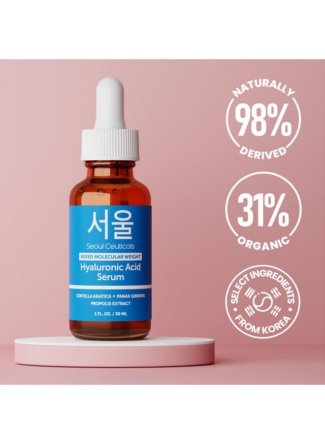 seoulceuticals Korean Hyaluronic Acid Serum For Face High Molecular Weight & Low Molecular Weight Hyaluronic Acid Centella Serum + Propolis. 1Oz - Image 4