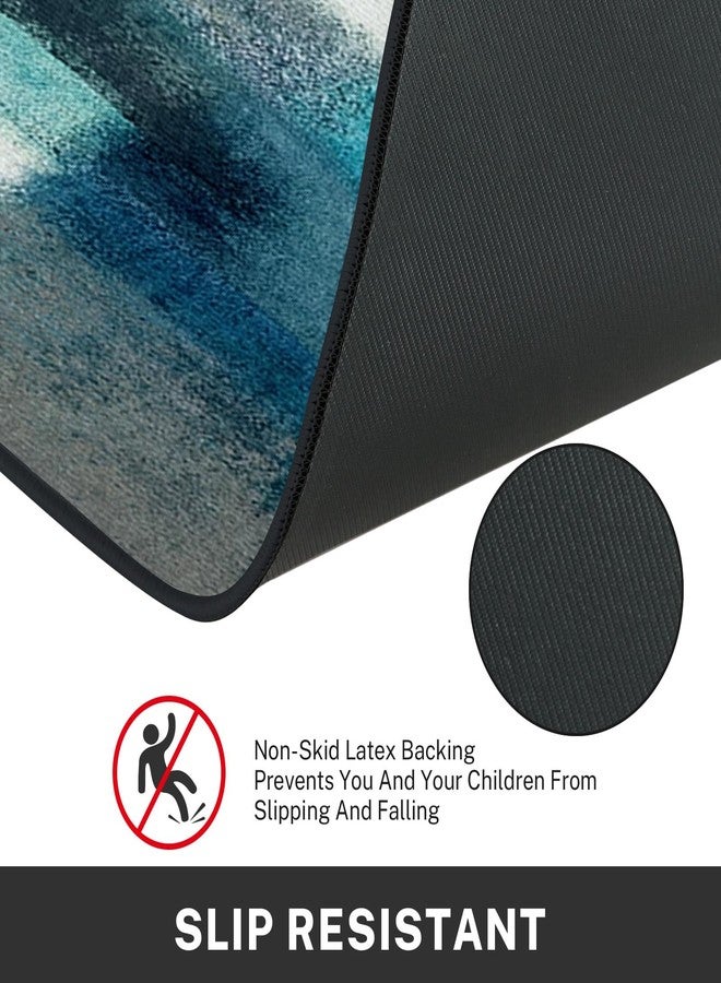ArtSocket Kitchen Rugs and Mats Non Skid Washable Set of 2, Teal Grey Runner Rug, Turquoise Abstract Gray Vintage Kitchen Floor Mat Under Sink Mat Throw Rug - Image 5