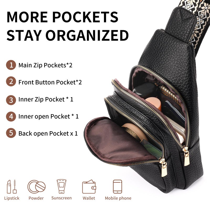 FALAN MULE Crossbody Bags for Women Trendy Leather Sling Chest Bag Fanny Packs for Women - Image 4