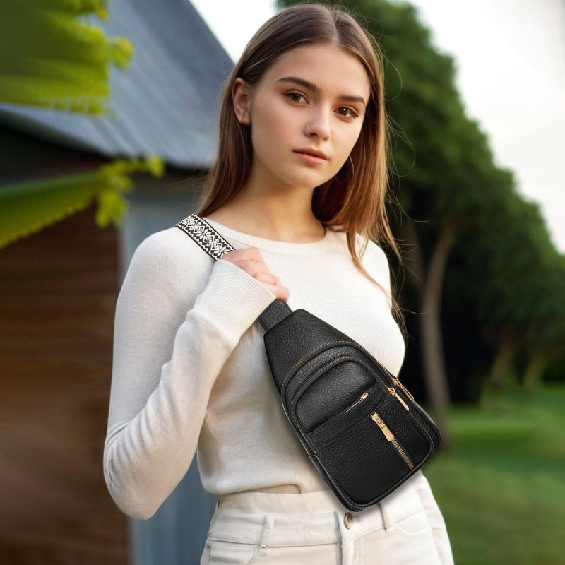 FALAN MULE Crossbody Bags for Women Trendy Leather Sling Chest Bag Fanny Packs for Women - Image 2