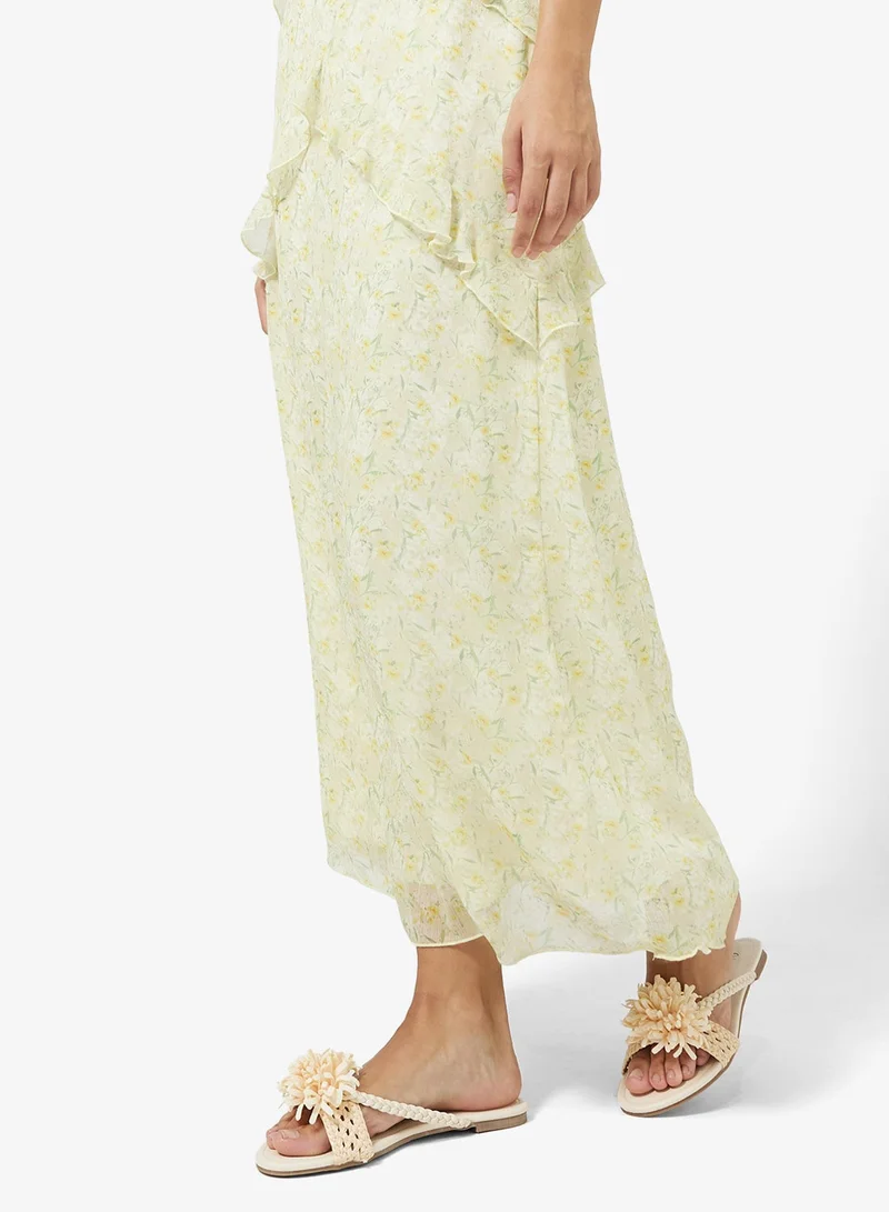 Ginger Cream Floral Detail Flat Sandals for Women | Best Price UAE