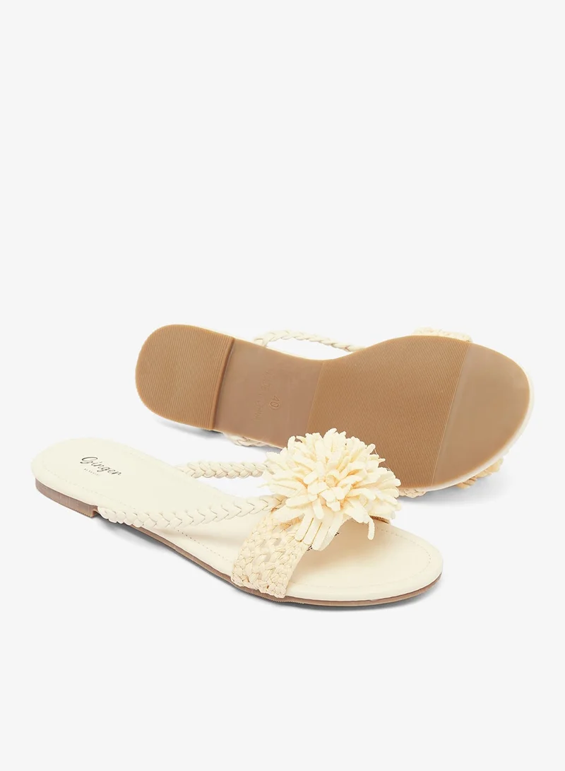 Ginger Cream Floral Detail Flat Sandals for Women | Best Price UAE