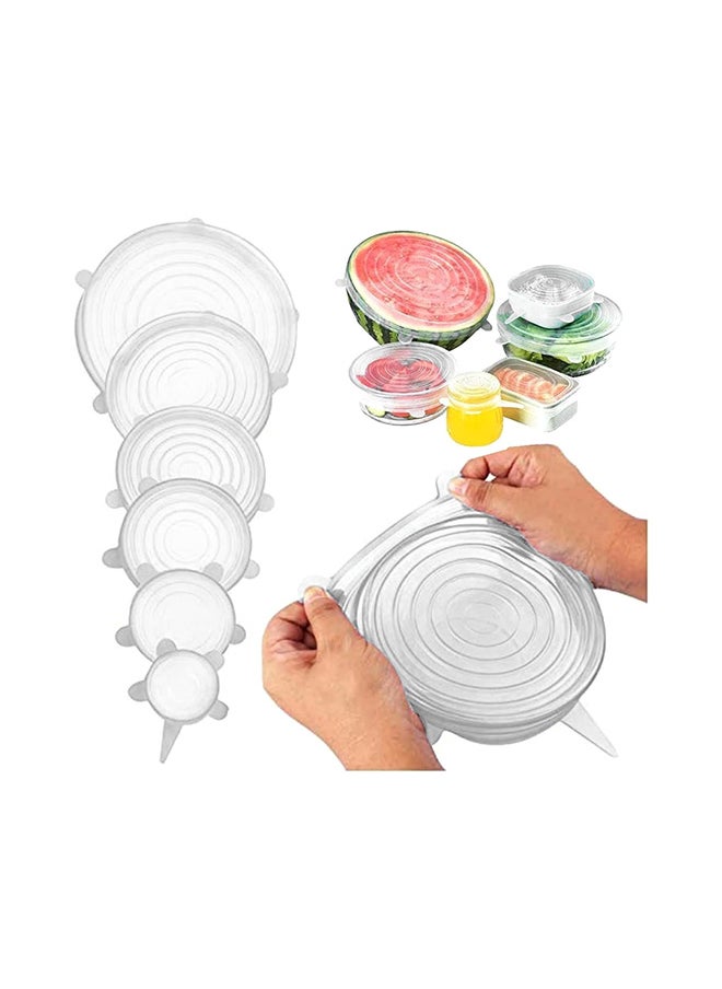 Home - Silicone Stretch Lids 6 Pack, Suction Lid Multi Size Reusable Durable Food Storage Covers For Bowls, Cups, Pots, Food Fresh Saver Cover White - Image 1