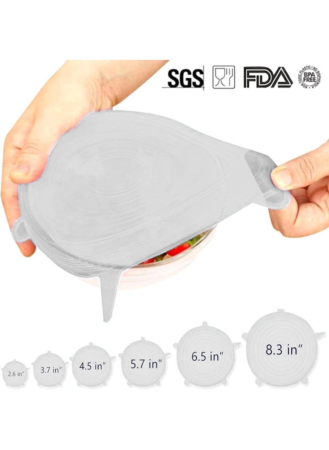 Home - Silicone Stretch Lids 6 Pack, Suction Lid Multi Size Reusable Durable Food Storage Covers For Bowls, Cups, Pots, Food Fresh Saver Cover White - Image 1