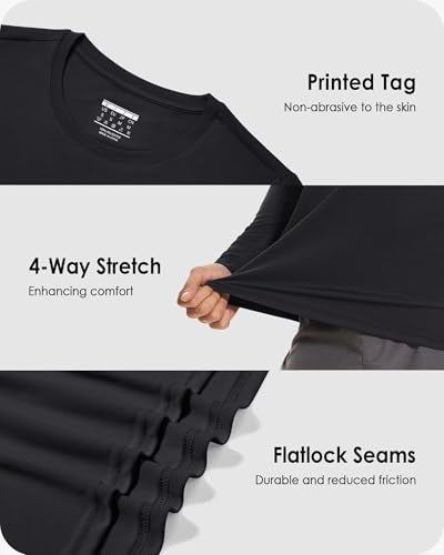 Boladeci Rash Guard for Men Swimming Shirts Long Sleeve UV Protection SPF Fishing Shirts Quick Dry Breathable Hot Weather Running Black Large - Image 4